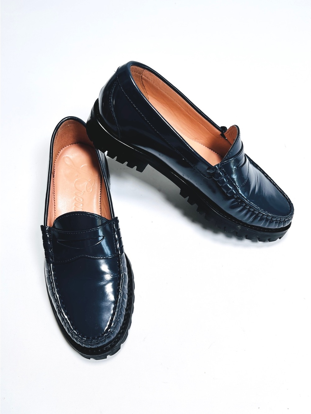 J.Crew Womans Loafers Classic Blue Patent Leather Penny Loafers